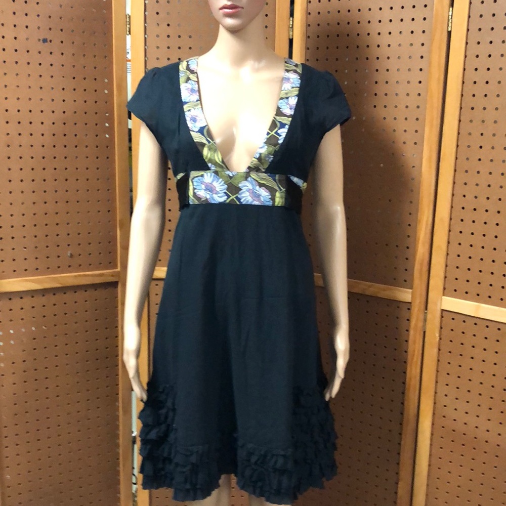 Free People Black Dress with Floral Accents